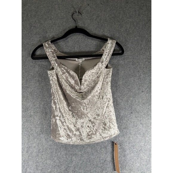 Reformation Andria Moonlight Velvet Knit Top Off Shoulder V Neck Silver XXS - Picture 2 of 9